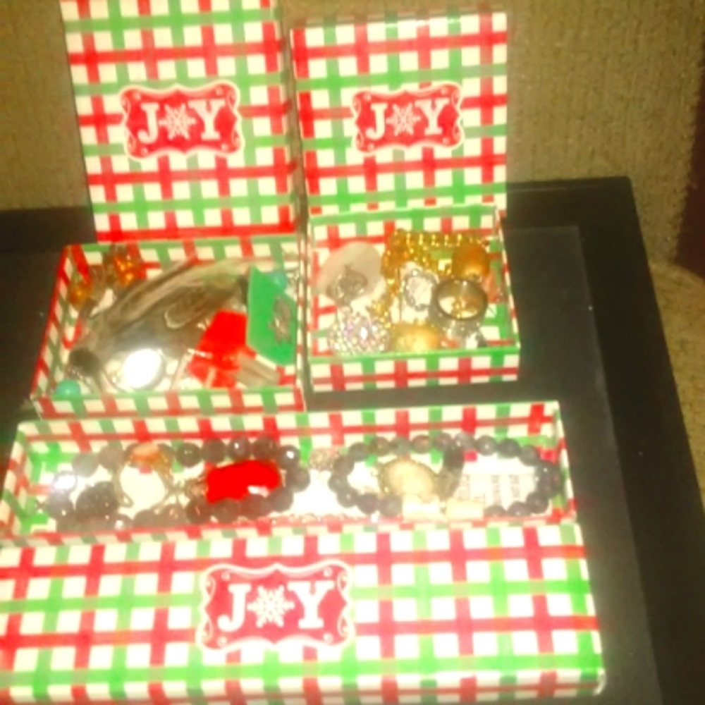 3 Christmas boxes with vintage and modern jewelry for one low price